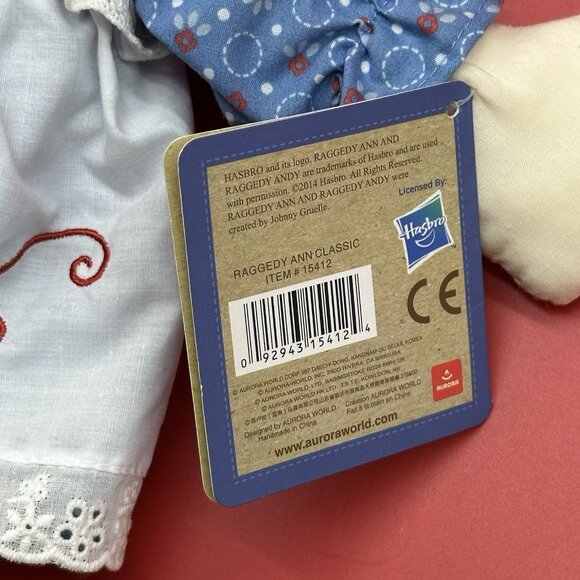 Raggedy Ann 100th Anniversary Classic American Rag Doll 17” Plush Hasbro Aurora - Picture 7 of 8